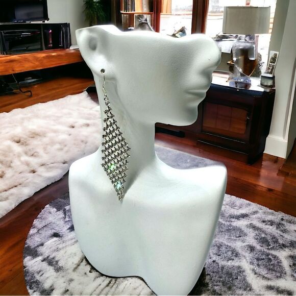 4” Dangle Drop Earrings l Bridal, Festive, Formal l Hook l New - Picture 10 of 12